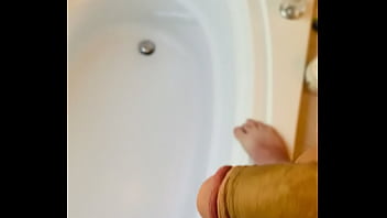 Preview 1 of Mom Calve - Husband Pissing in the Bathtub Solo