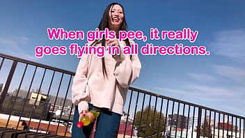 Preview 1 of Teacher And Whole Class - I tried using a forbidden item that allows women to pee standing up outside lol After peeing,  off course I did masturabation with the vibrator