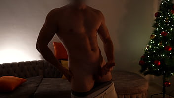 Preview 2 of Ten Japan Xxx - Muscular guy orgasms during Christmas