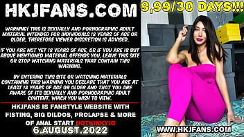 Preview 1 of Saxe Vdio - Hotkinkyjo in pink suit self fisting,  anal gape,  prolapse &amp_ johnthomastoyshuge dildo in ass
