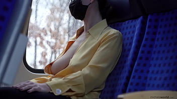 Preview 4 of Schoolsunny Xx Vdeio - business - slave wife - braless and downblouse in public