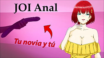Preview 2 of J Zh Y - JOI Anal hentai: tu novia quiere probar su dildo doble.