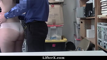 Preview 1 of Forced Threes2 - ShopliftingTeen Getting Blackmailed By pervert Securiy Officer - LifterX
