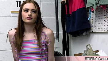 Preview 1 of Jodi West Big Cock - Teen shoplifter with a cute face caught and she gets the deal Suck a cock and go free