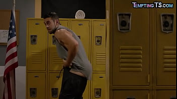 Preview 1 of Porno Ariel Tatum Bokep Video - Busty TS black mamba barebacked in locker room by her man