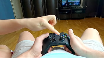 Preview 1 of Gorgeous Milf Pov - Naughty step sister gives sloppy blowjob and gets oral creampie while her stepbrother is playing Xbox! Family taboo oral sex! Active by Nata Sweet