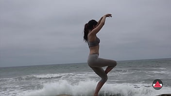 Preview 2 of Hot Romantic Polygamy - Yoga Babe on the Beach