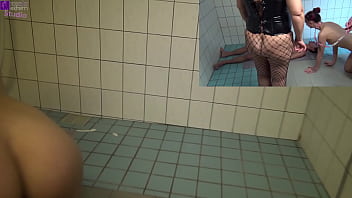 Preview 1 of Amy Prause - Spray cream out of a teen ass,  in the slave mouth,  farted,  with clean pissing of the slave&#039_s face and mouth! Split Screen Version