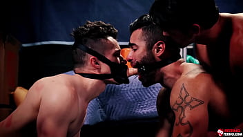 Preview 3 of Www Nxx Malayalam - Fistingferno.com - Hot fun threesome with Devin Franco,  Grant Ducati &amp_ Lucas Leon. Master Devin commands Grant and that includes wearing a dildo mask to face fuck the gaping mouth of fellow sub Lucas Leon.