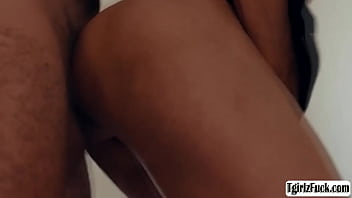Preview 3 of Jepan Dating - Busty brunette tgirl Sofia Sanders deepthroats stepsons cock
