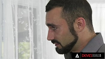 Preview 1 of Brazers Dad - DEVILS T GIRLS - Busty Bimbo TS Juliette Stray Gets Her Tits Fucked And Ass Fucked Hard