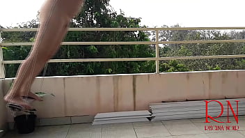 Preview 3 of Kidnapped Beaten Rape - Cute housewife has fun without panties on the swing Slut swings and shows her perfect pussy