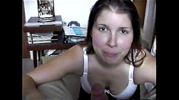 Preview 2 of Saei Hd - Busty Brunette sucks neighbor&#039_s cock and gets a huge facial reward