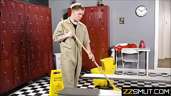 Preview 1 of Monstercockland Tony - Janitor hides in girls locker room