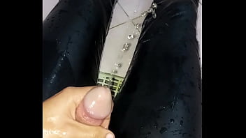 Preview 2 of Try Anal Crying - Piss in leather leggings and play with plug