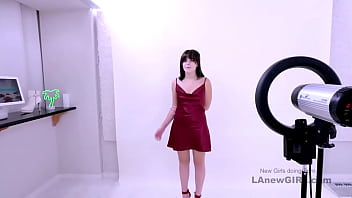 Preview 1 of Young Want - Cute Brunette new in modeling gets cock in studio