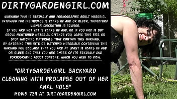 Preview 1 of Cartoon Japan Nasty - Dirtygardengirl backyard cleaning with prolapse out of her anal hole