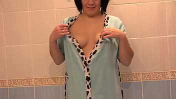 Preview 1 of Desi Hard Boob Press - Anal masturbation with big dildo. The brunette hid in the bathroom to fuck her beautiful ass in a thong. Where do you hide when you want to jerk off? Home fetish.