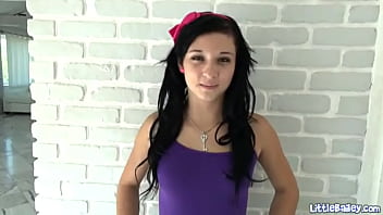 Preview 1 of Papa Force Sa Fille - Pole dancing teen slut Little Bailey fingers her pussy