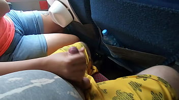 Preview 3 of So Hot Sex Video 4k Video - Blowjob on public bus with handjob &amp_ cum swallow
