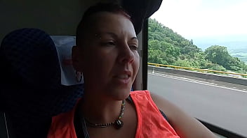 Preview 4 of So Hot Sex Video 4k Video - Blowjob on public bus with handjob &amp_ cum swallow