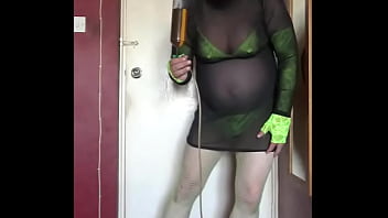 Preview 3 of Mahit Xxx - crossdresser pissing in a tube high up in the air watch to see how he did it