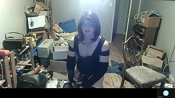 Preview 2 of Yang Yr - crossdressing bottum plays with huge black cock toy and rubs into tight hole