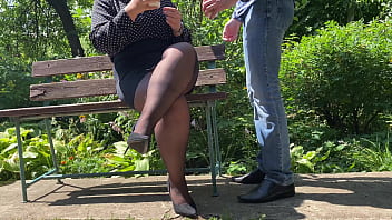 Preview 1 of Lust Passion - Colleague with adorable nymph legs gets a load of cum instead of creamer for coffee outside