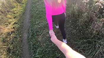 Preview 1 of Xx Wab - Blonde with Perfect Ass Fucking Sex at Sunset without Taking off Her Panties Standing Doggy Style - Amateur Couple POV Sex Outdoor
