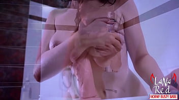 Preview 3 of Footjob Spank - Busty Babe in Wet T-shirt Play Pussy with Sex Toy to Intensive Orgasm