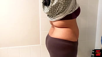 Preview 1 of Sunny Leone Arabic - Hot Wife getting ready to shower TOPLESS