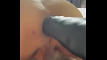 Preview 3 of Amateur Red Head Gf - Short black dildo in my ass