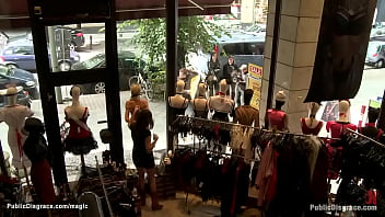 Preview 2 of Tied Up Nudvid - Blonde naked bound in public window