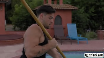 Preview 1 of Small Son Big Stopmom - Ts Jade Venus deephthroats pool dudes cock and anal bareback
