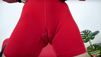 Preview 2 of Jordi El Nino And Young Pornstar - Incredible Cameltoe Slut! Perfect Ass in tight Red Leggings!