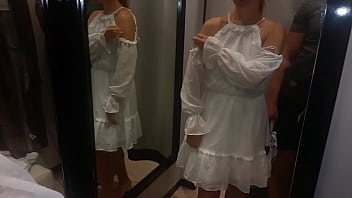 Preview 3 of Girl Sex With Banana - Watching My Sexy Girlfriend in the Fitting Room.