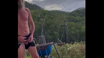 Preview 2 of Mom Catches Gay Son Threesome - Freeballing in footy shorts taking a piss