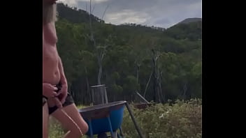 Preview 1 of Mom Catches Gay Son Threesome - Freeballing in footy shorts taking a piss
