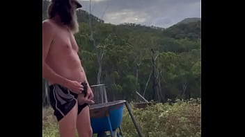 Preview 4 of Mom Catches Gay Son Threesome - Freeballing in footy shorts taking a piss
