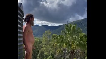 Preview 4 of Aunty Sexy Story Urdu - Naked Christian pissing outdoors on the ridge with mountain views. Peepee piss from Australian