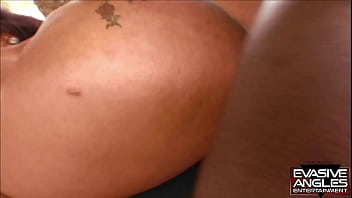 Preview 4 of Jaman Sex - EVASIVE ANGLES She teases him with her big booty before blowing his big black cock,  and gets a hard pussy fuck that leaves her marked as his with creampie.