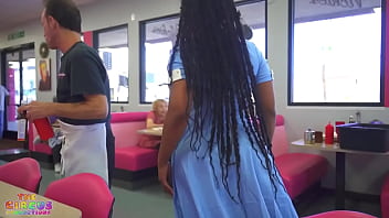 Preview 3 of Xnxx Tante Vs Menantu Silyeng - Slutty waitress gives a sloppy blowjob to her new customer