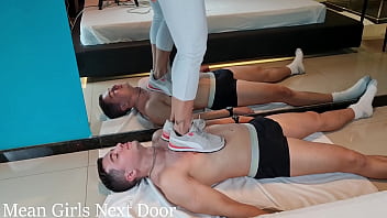 Preview 4 of Bars Doodh - Mistress Layla and Mr Pine - Mistress Layla first trampling - Sneakers trampling and face stepping  - TRAMPLING - FACE STOMP - CBT - COCK CRUSH - FOOT DOMINATION - SNEAKERS - FOOT HUMILIATION - HUMILIATION - FOOT SLAP -