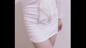 Preview 1 of Funny Xxx Video - 【露出】女装伪娘楼道自慰：包臀裙/肉丝/透明开衫
