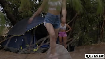 Preview 1 of Kajal Nxnxx Videos - Skinny ts Korra Del Rio outdoor threesome with babe and dude
