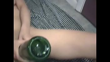 Preview 2 of Mobilekiz Sikishi - Young Asian girl dressed as a maid indulges herself with a bottle of champagne on camera for you