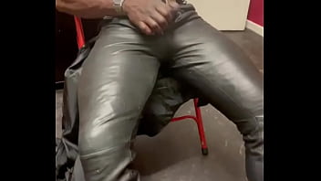 Preview 3 of School Life Sexy Video - Promo: Black Leather Muscle Smoke and Wank Session