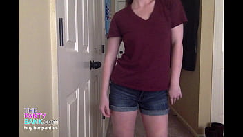 Preview 1 of Squis Cum - Pretty Southern Amateur Teen Strips And Tries Panty-Stuffing For The First Time | The Panty Bank - Used Panties