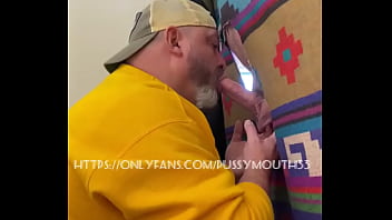 Preview 2 of Mia Malena - Pussymouth deepthroats and performs amazing finger work to nuts of hot cock,  through glory hole.