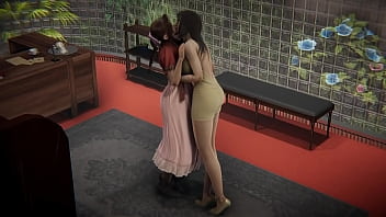 Preview 1 of Thief Black Mask Man - Rinoa x Aerith Lesbian   Double blowjob Threesome pov  [Full Video] 8 m